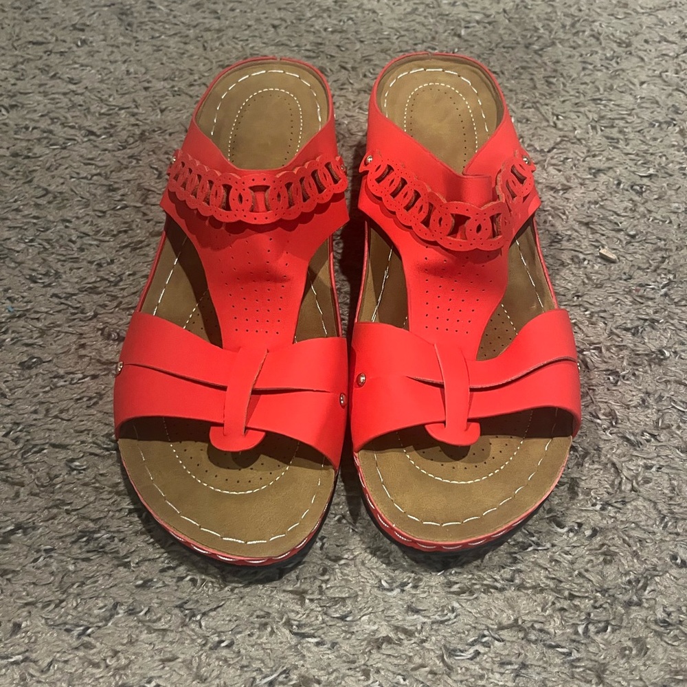 Woman’s Red Wedge Sandals
